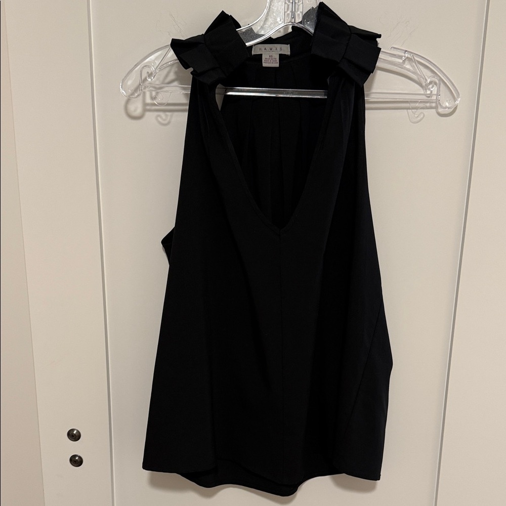 Chic Black Ruffled V-Neck Blouse